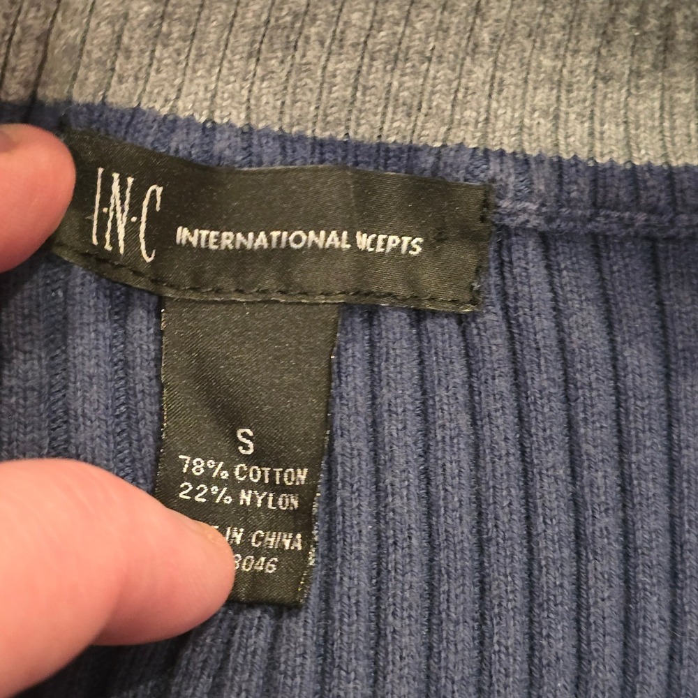 International Concepts Blue Ribbed 1/4 Zip Sweater‎ Womens S Cotton Nylon Blend - Picture 5 of 8